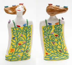 Small Dreaming of Birds - Intense Yellow earthenware slipcast figure by ceramicist Susan Czopor