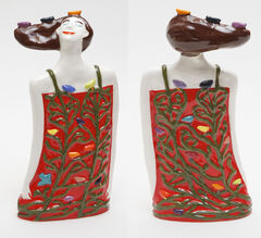 Mini Dreaming of Birds in Radiant Red earthenware slipcast by ceramicist Susan Czopor