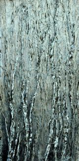 Silver Birches Acrylic on board. Framed 100 x 53cm