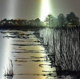 Reed Beds ink on aluminium 100 x 100 cms