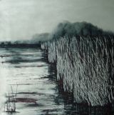 Alde River Reeds Snape 100 x 100 cms on canvas
