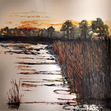 Sundown on Snape 100 x 100 cms