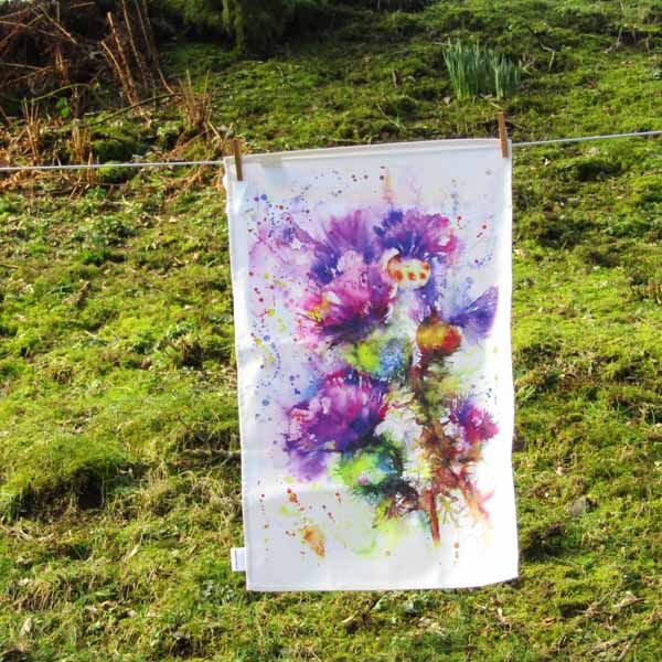 Scottish thistle, tea towel