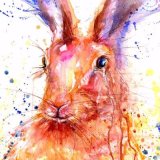 watercolour painting of a tearful hare