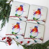 Christmas robin coaster gift set