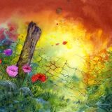 Flowers by the Old Post. painting of flowers by an old post by Susan Metcalfe Art