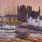 Oil painting of Kirkcudbright in the evening