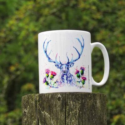 Stag and thistles mug