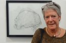 Sue with her shortlisted drawing at the Jerwood Drawing Exhibition