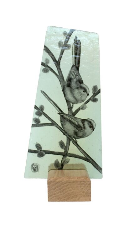 2 long tailed tits on Pussy willow