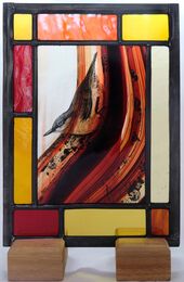 Nuthatch on red streaky. 210mm x 290mm £150