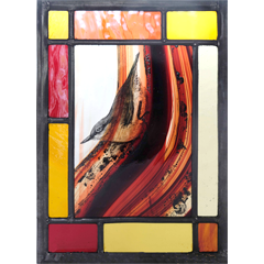 Nuthatch on red streaky. 210mm x 290mm £150