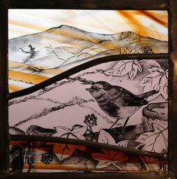 Robin looking towards Pen y Fan. 200mm x 210mm £200