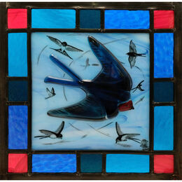 Swallows flying fused and leaded glass 280mm x 280mm £200