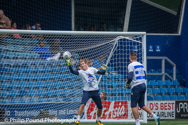QPR Goalkeeper Alex Smithies makes a save in training