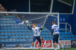 QPR Goalkeeper Alex Smithies makes a save in training