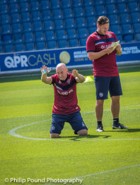 Ian Holloway pays homage to the QPR fans. With Marc Bircham