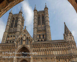 Lincoln Cathedral through an arch