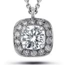 WHITE GOLD DIAMOND CUSHION SHAPE DIAMOND CLUSTER PENDANT