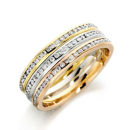 YELLOW WHITE ROSE 3 ROW CHANNEL SET DIAMOND WEDDING RING