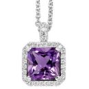WHITE GOLD AMETHYST AND DIAMOND CLUSTER PENDANT