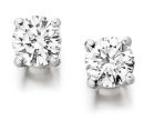 WHITE GOLD DIAMOND 4 CLAW STUD EARRINGS