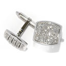 WHITE GOLD PAVE SET DIAMOND SWIVEL FITTINGS CUFFLINKS