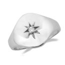WHITE GOLD OVAL STAR SET DIAMOND SIGNET RING