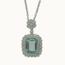 WHITE GOLD DIAMOND AQUAMARINE CLUSTER PENDANT