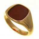 YELLOW GOLD CUSHION CORNELIAN SIGNET RING