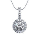 WHITE GOLD DIAMOND CUSHION SHAPE CLUSTER PENDANT