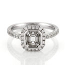 WHITE GOLD MIXED CUT DIAMOND CLUSTER DRESS RING