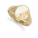 YELLOW GOLD OVAL DIAMOND CUT SIGNET RING