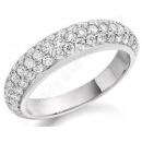 WHITE GOLD PAVE SET DIAMOND 3 ROW DRESS RING