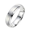 WHITE GOLD PLAIN EDGE TEXTURED CENTRE WEDDING RING
