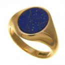 YELLOW GOLD OVAL LAPIS SIGNET RING