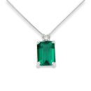 WHITE GOLD EMERALD AND DIAMOND PENDANT