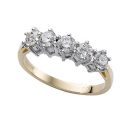 YELLOW AND WHITE GOLD CLAW SET 5 DIAMOND HALF ETERNITY RING