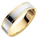 YELLOW AND WHITE GOLD GROOVED POLISHED FINISH WEDDING RING