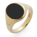 YELLOW GOLD OVAL ONYX SIGNET RING