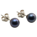 WHITE GOLD DYED BLACK FRESH WATER CULTURED PEARL STUDS