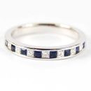 WHITE GOLD PRINCESS CUT DIAMOND AND SAPPHIRE CHANNEL SET HALF ETERNITY RING