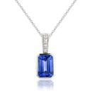WHITE GOLD TANZANITE AND DIAMOND PENDANT