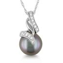 WHITE GOLD TAHITIAN PEARL AND DIAMOND PENDANT