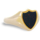 YELLOW GOLD SHIELD SHAPE BLOOD STONE RING