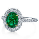 EMERALD DIAMOND OVAL CLUSTER RING