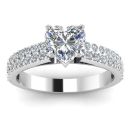 HEART SHAPED DIAMOND RING WITH TWO ROWS OF DIAMONDS ON SHOULDERS