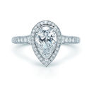 PEAR SHAPED DIAMOND CLUSTER RING WITH ROUND DIAMOND SHOULDERS