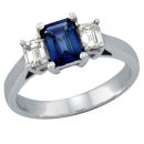 SAPPHIRE DIAMOND OCTAGON THREE STONE RING