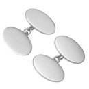 SILVER OVAL CHAIN CUFFLINKS